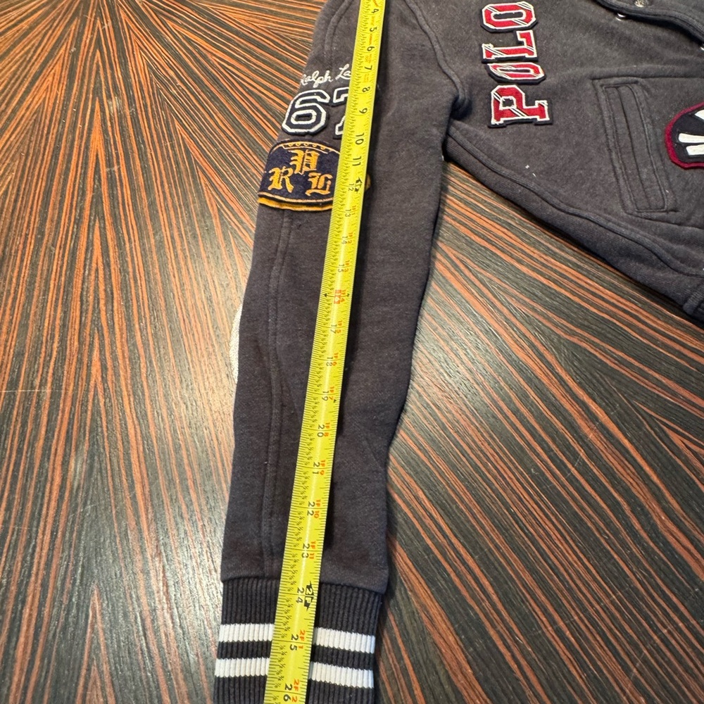 Polo Ralph Lauren Men's XS Letterman P Wing Grey Varsity Jacket Bomber - Picture 4 of 10